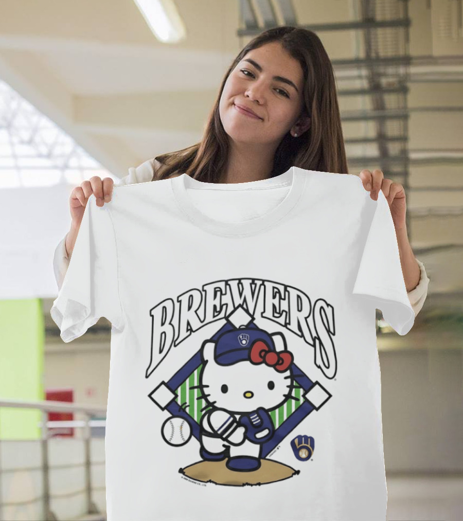 Hello Kitty Milwaukee Brewers Baseball Collaboration T-Shirt