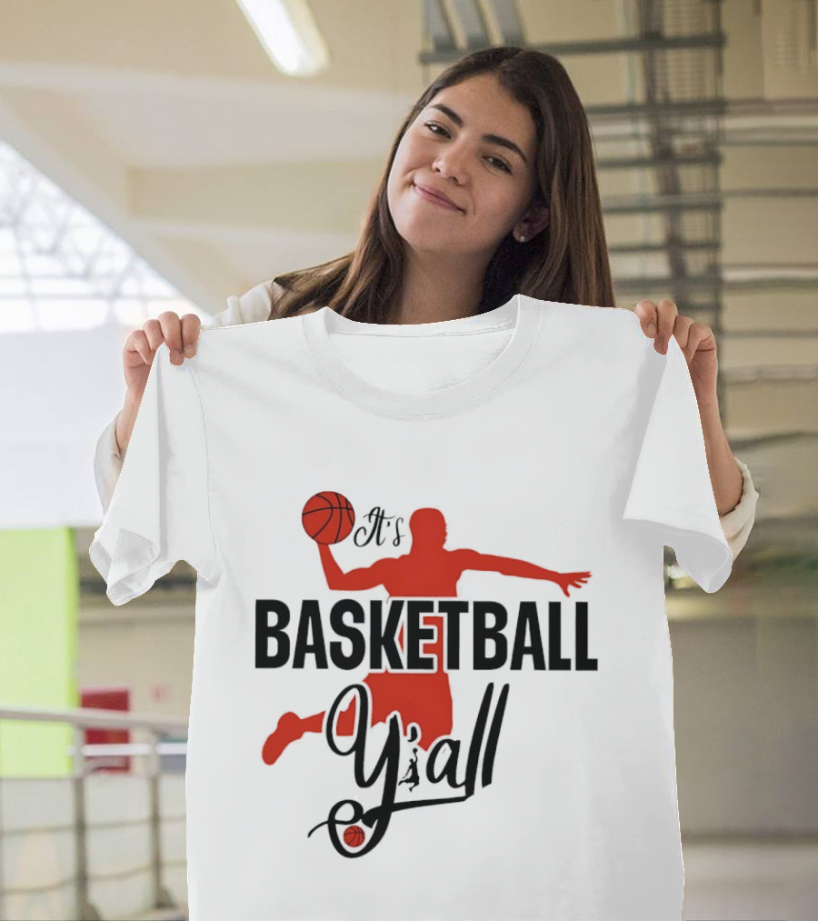 Basketball Y'all Dunking Silhouette And Ball In Red T-Shirt