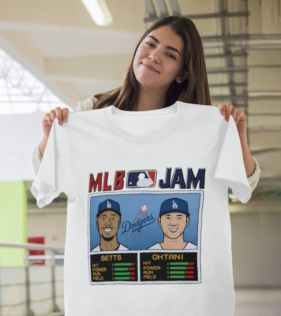 MLB Jam Mookie Betts Shohei Ohtani Dodgers Hit Power Run Field T-Shirt