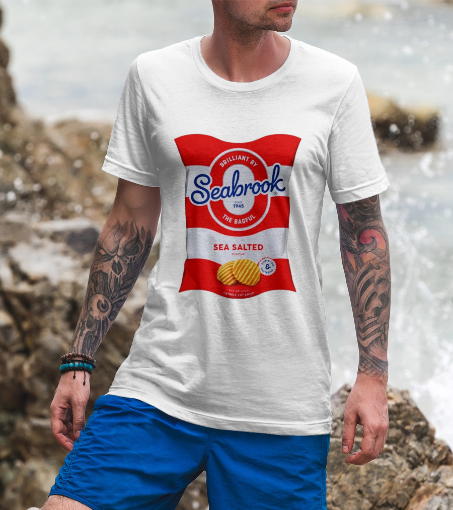 Seabrook Brilliant By The Bagful Sea Salted Flavour Since 1945 Crinkle Cut Crisps Gluten Free Vegetarian T-Shirt