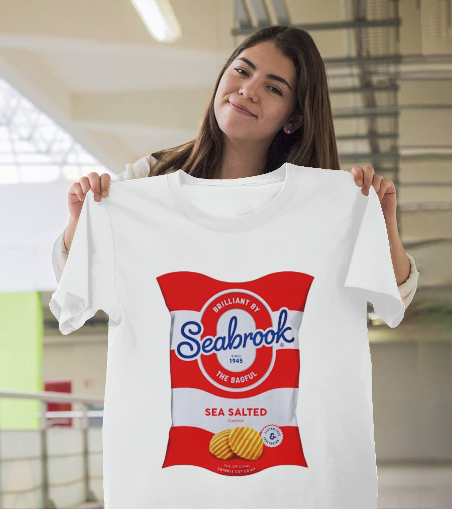 Seabrook Brilliant By The Bagful Sea Salted Flavour Since 1945 Crinkle Cut Crisps Gluten Free Vegetarian T-Shirt