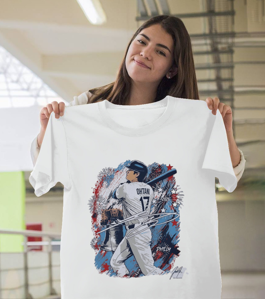 Shohei Ohtani 2026 Philly Liberty Bell Baseball Fireworks T-Shirt