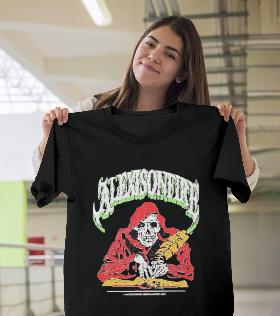 Alexisonfire Skelwrite Grim Reaper Scribe With Quill T-Shirt