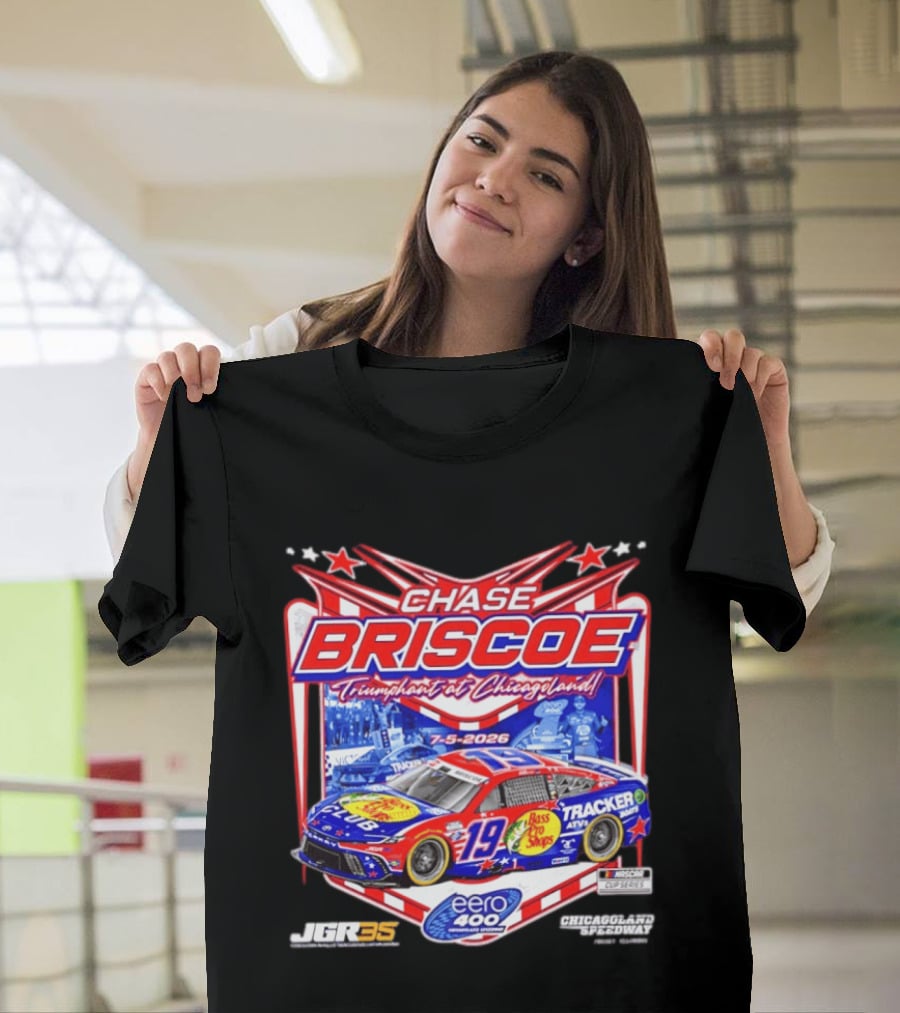 Chase Briscoe Triumph At Chicagoland July 5 2026 Eero 400 Cup Series Race Winner Bass Pro Shops 19 Tracker Boats Chicagoland Speedway T-Shirt