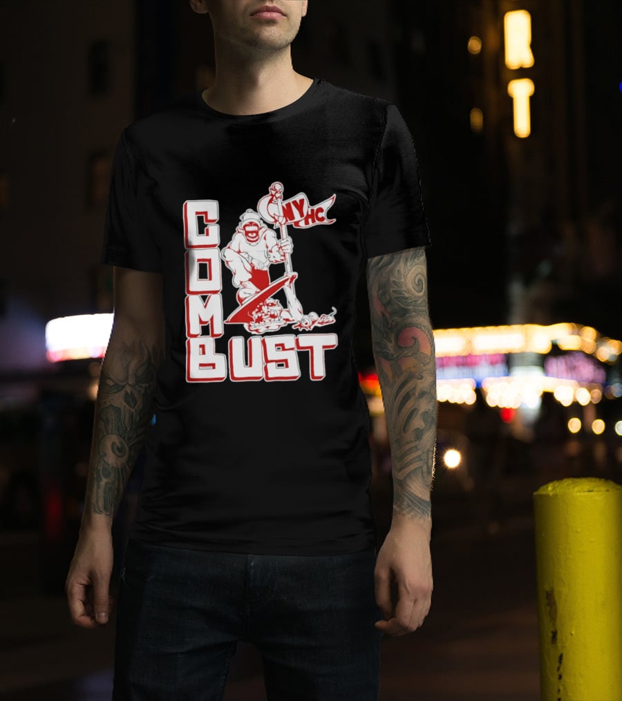 New York Hardcore Combat Bust NYHC Monster Flag T-Shirt