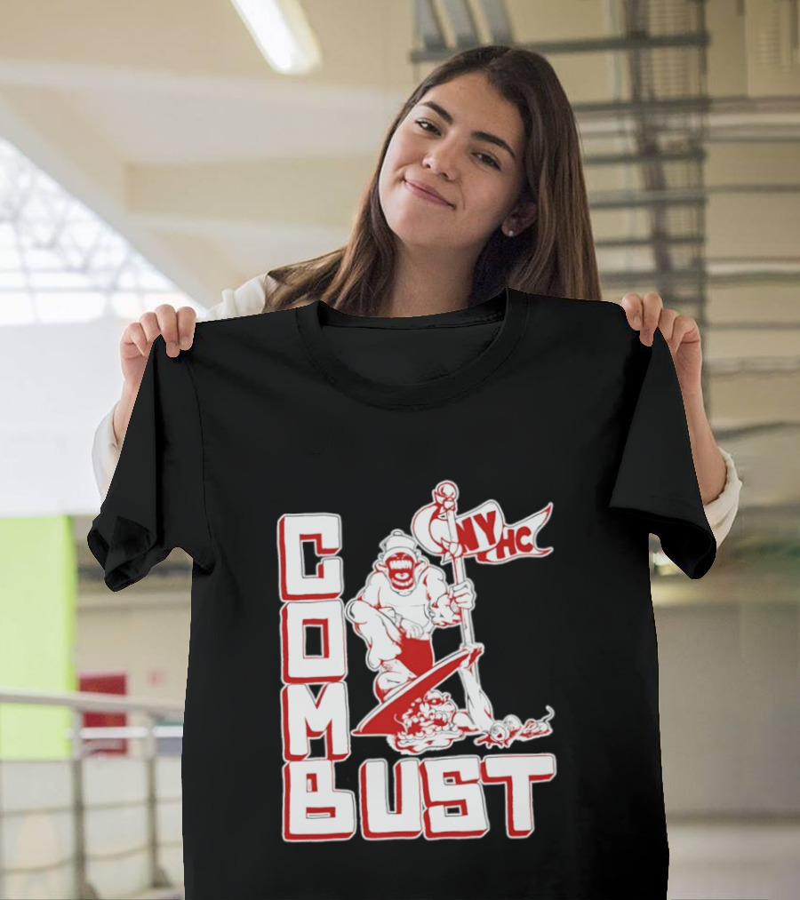 New York Hardcore Combat Bust NYHC Monster Flag T-Shirt