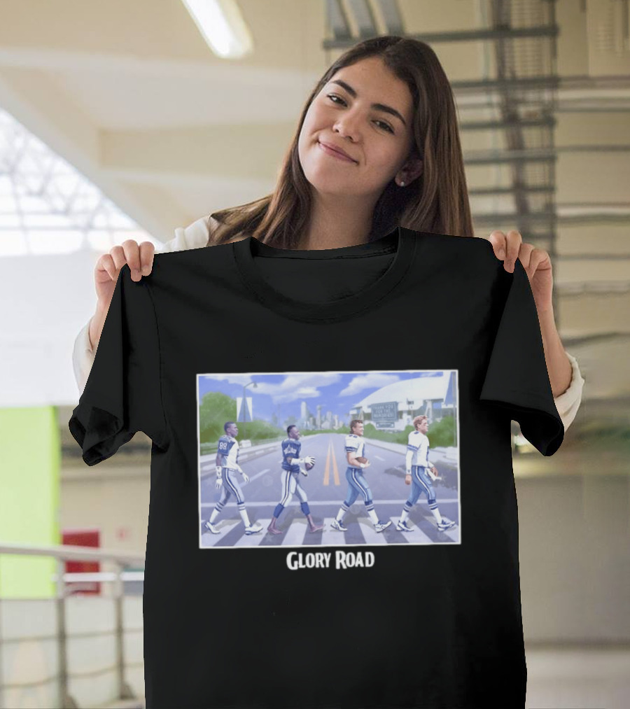 Dallas Cowboys Iconic Players Walking Glory Road Stadium T-Shirt