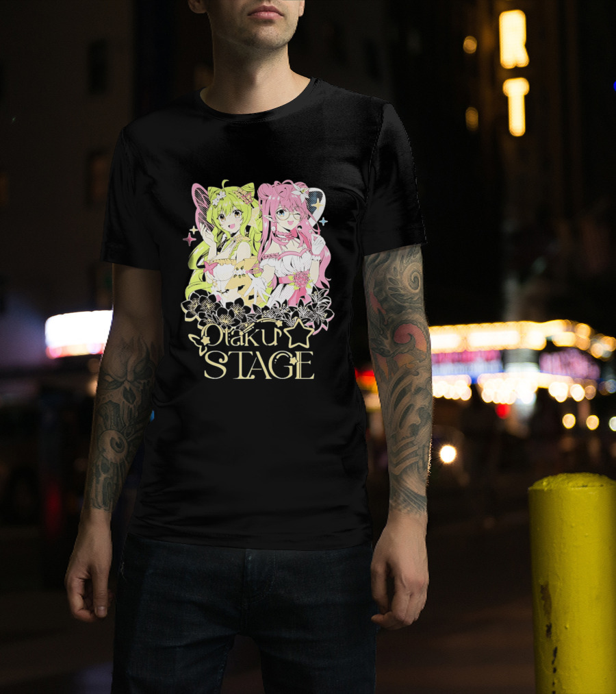 Otaku Stage Manga Kawaii Anime Girls Floral T-Shirt