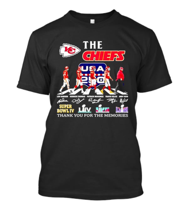 The Kansas City Chiefs Super Bowl LIV USA 2020 Champions Signatures Thank You For The Memories T-Shirt
