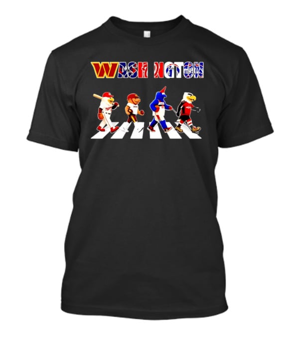 Washington Nationals Wizards Capitals Mystics Mascots Walking Across Abbey Road Mashup T-Shirt