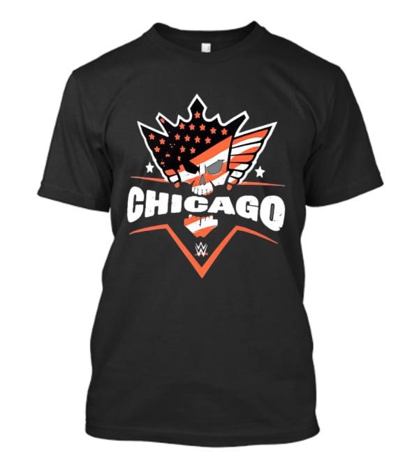 Chicago WWE American Flag Skull Stars Stripes T-Shirt