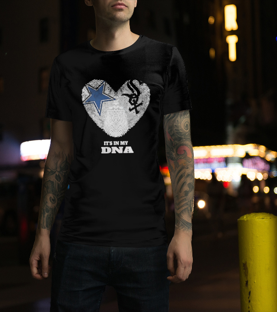 Dallas Cowboys Chicago White Sox It's In My DNA Heart Fingerprint T-Shirt