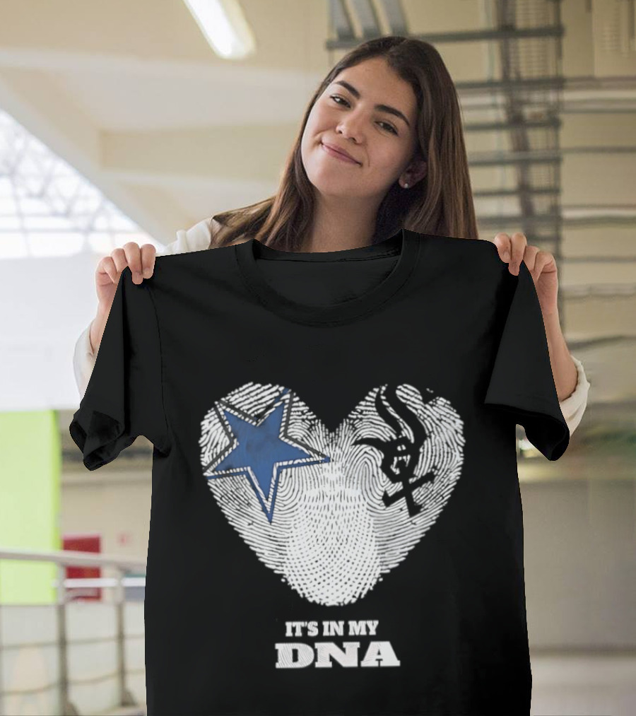 Dallas Cowboys Chicago White Sox It's In My DNA Heart Fingerprint T-Shirt