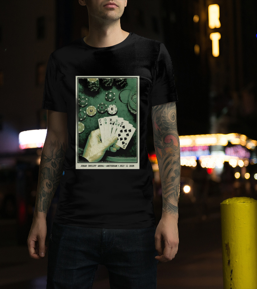 Luke Combs Poker Themed Johan Cruijff Arena Amsterdam July 11 2026 Tour T-Shirt