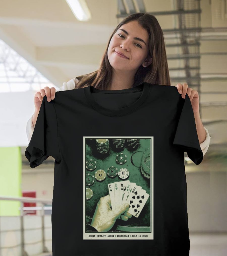 Luke Combs Poker Themed Johan Cruijff Arena Amsterdam July 11 2026 Tour T-Shirt