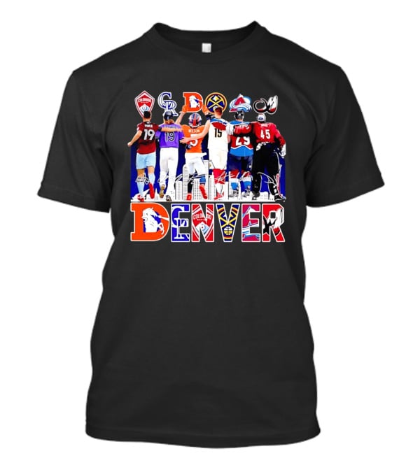 Denver Colorado Sports Collage With Price Wilson Skyline And Team Logos T-Shirt