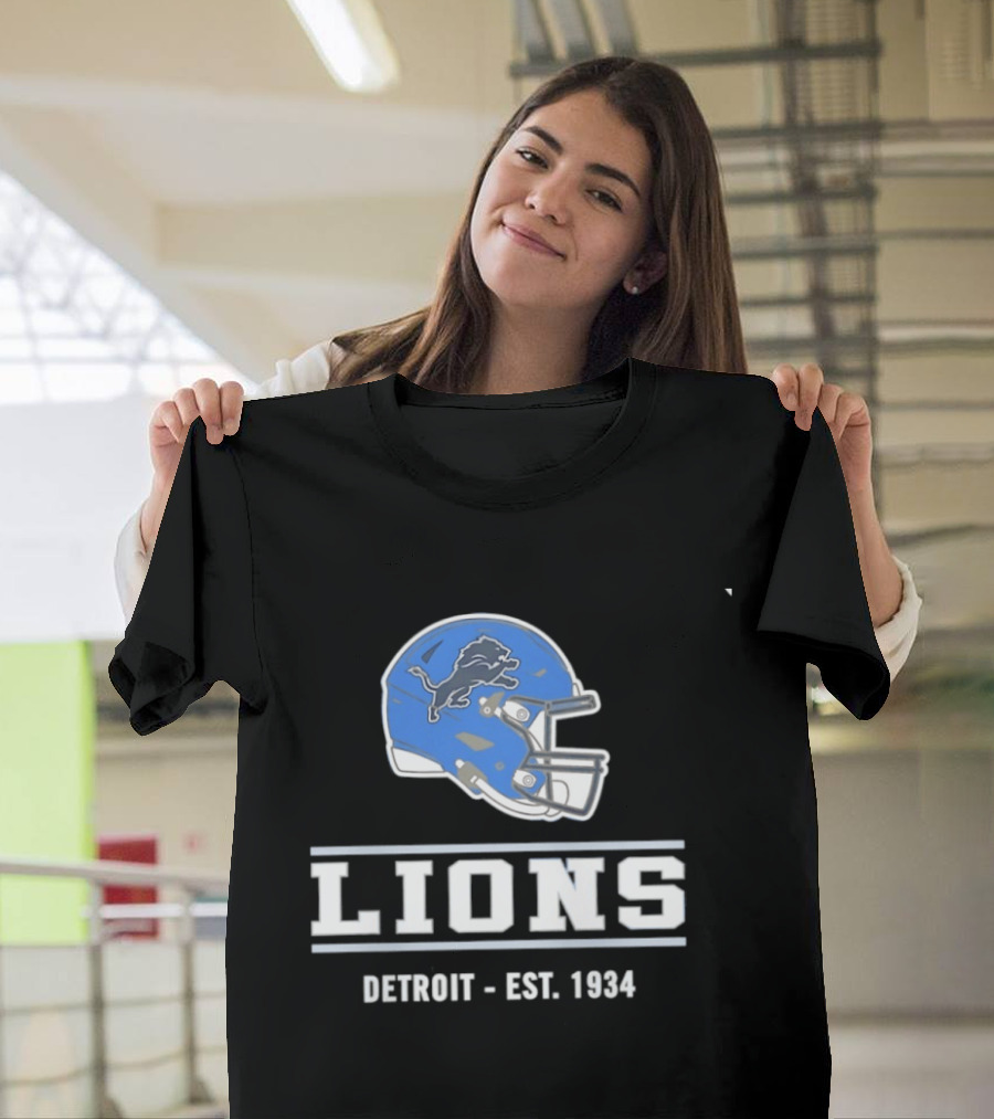 Detroit Lions Helmet Logo Est 1934 Football T-Shirt