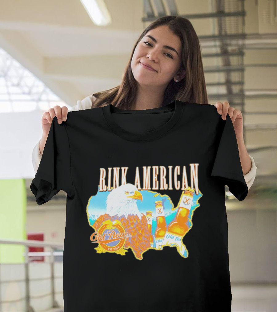 Old Row Drink American Bald Eagle Beer USA Map Rink American T-Shirt