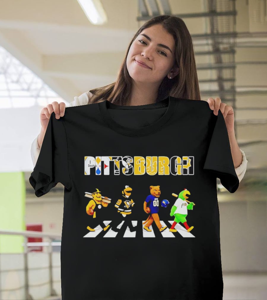 Pittsburgh Steelers Penguins Pitt Panthers Pirates Characters Abbey Road Walk T-Shirt