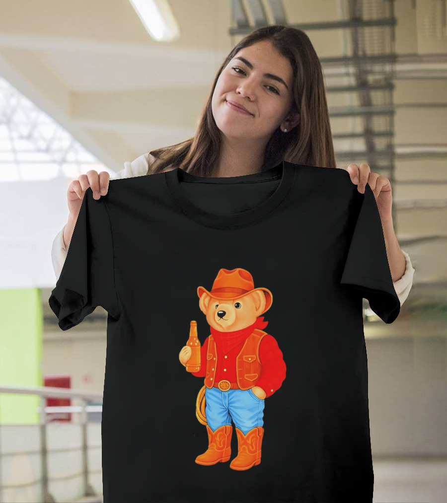 Polo Bear Cowboy Western Boots Hat And Bottle T-Shirt