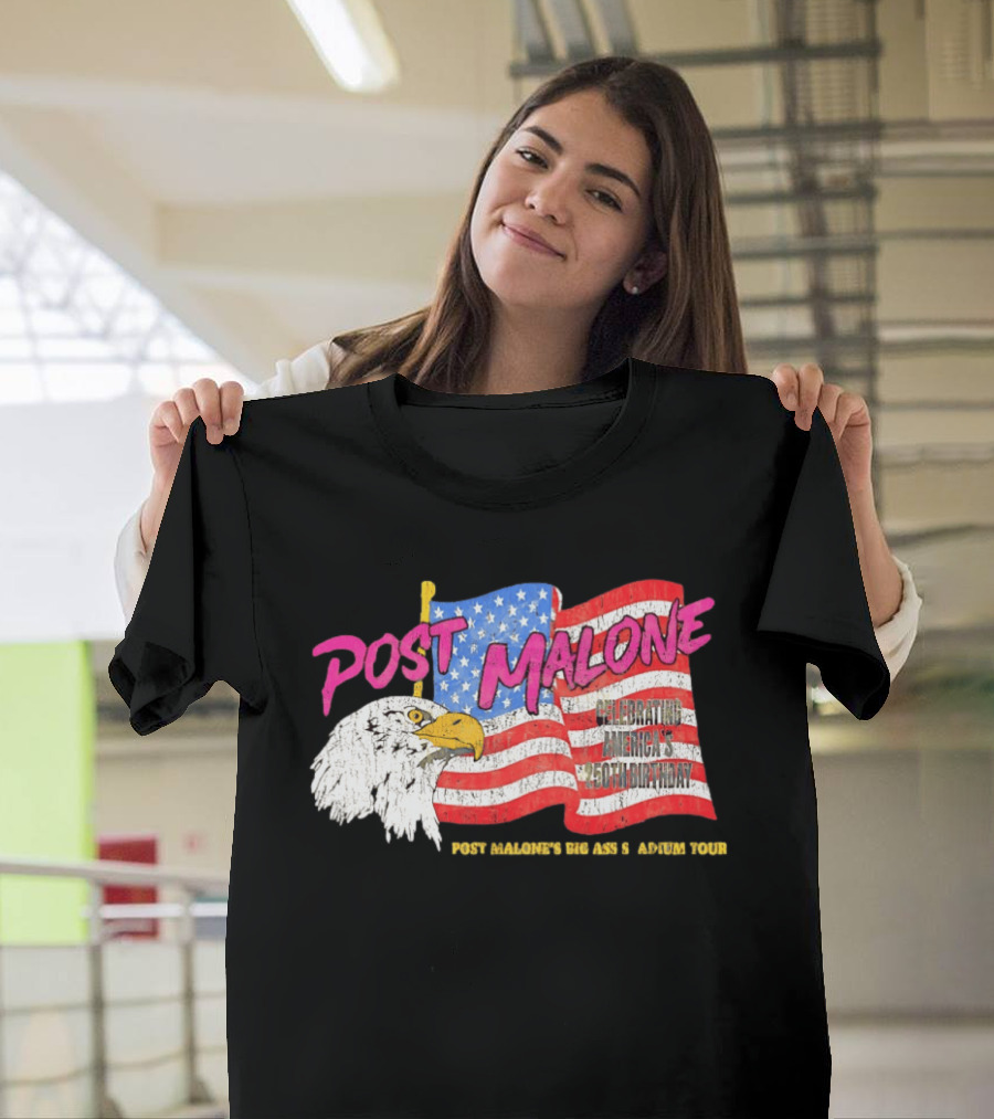 Post Malone Big Ass America Tour Celebrating 250th Birthday Eagle Flag T-Shirt