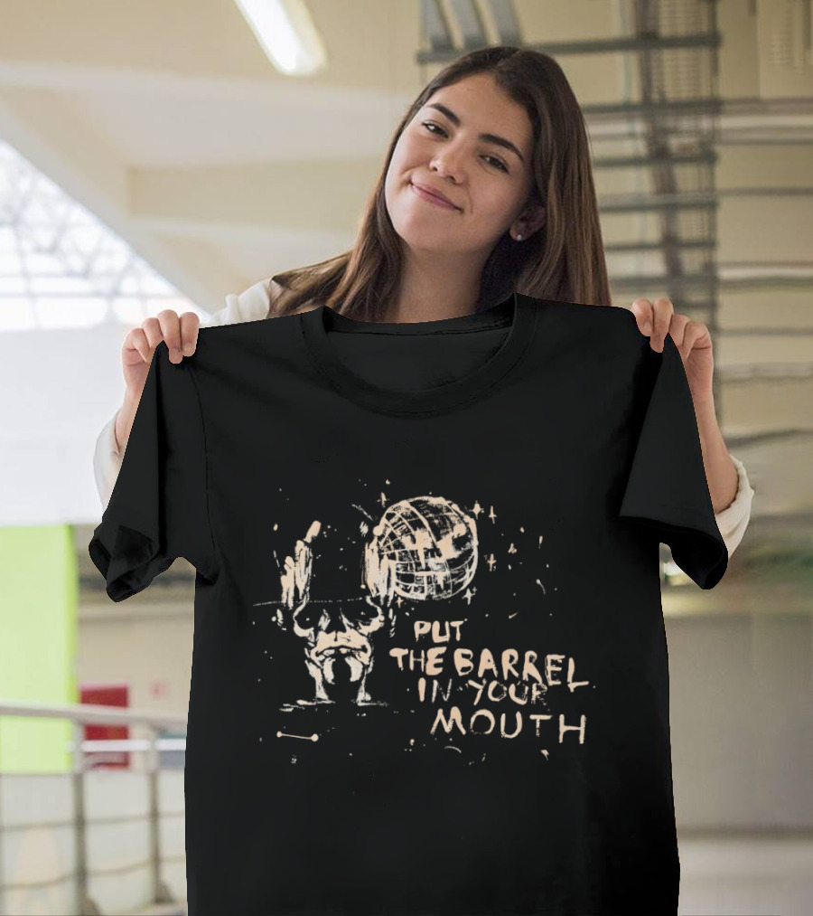 Put The Barrel In Your Mouth Distressed Baseball Skeleton T-Shirt