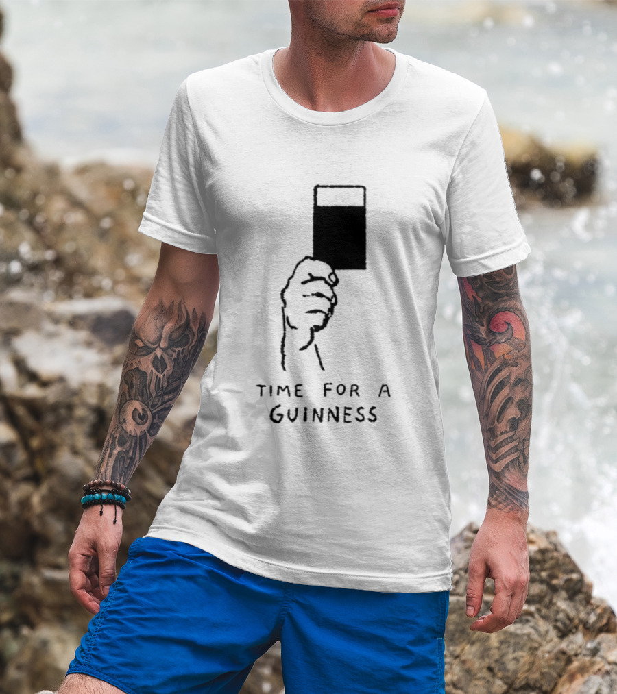 Time For A Guinness Beer Stout Irish Pub Cheers Hand Holding Pint T-Shirt
