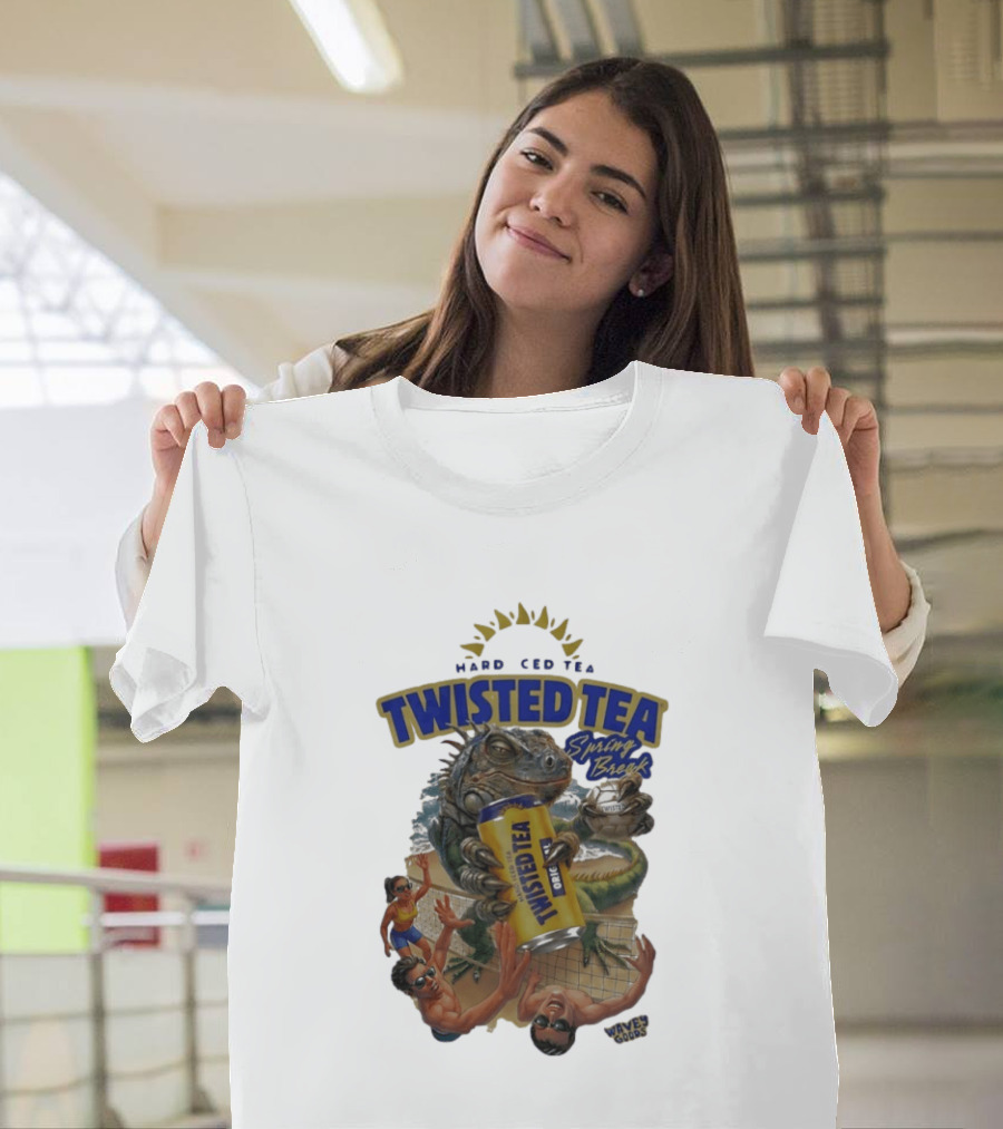 Twisted Tea Hard Iced Tea Spring Break Iguana Volleyball Wave Gods T-Shirt