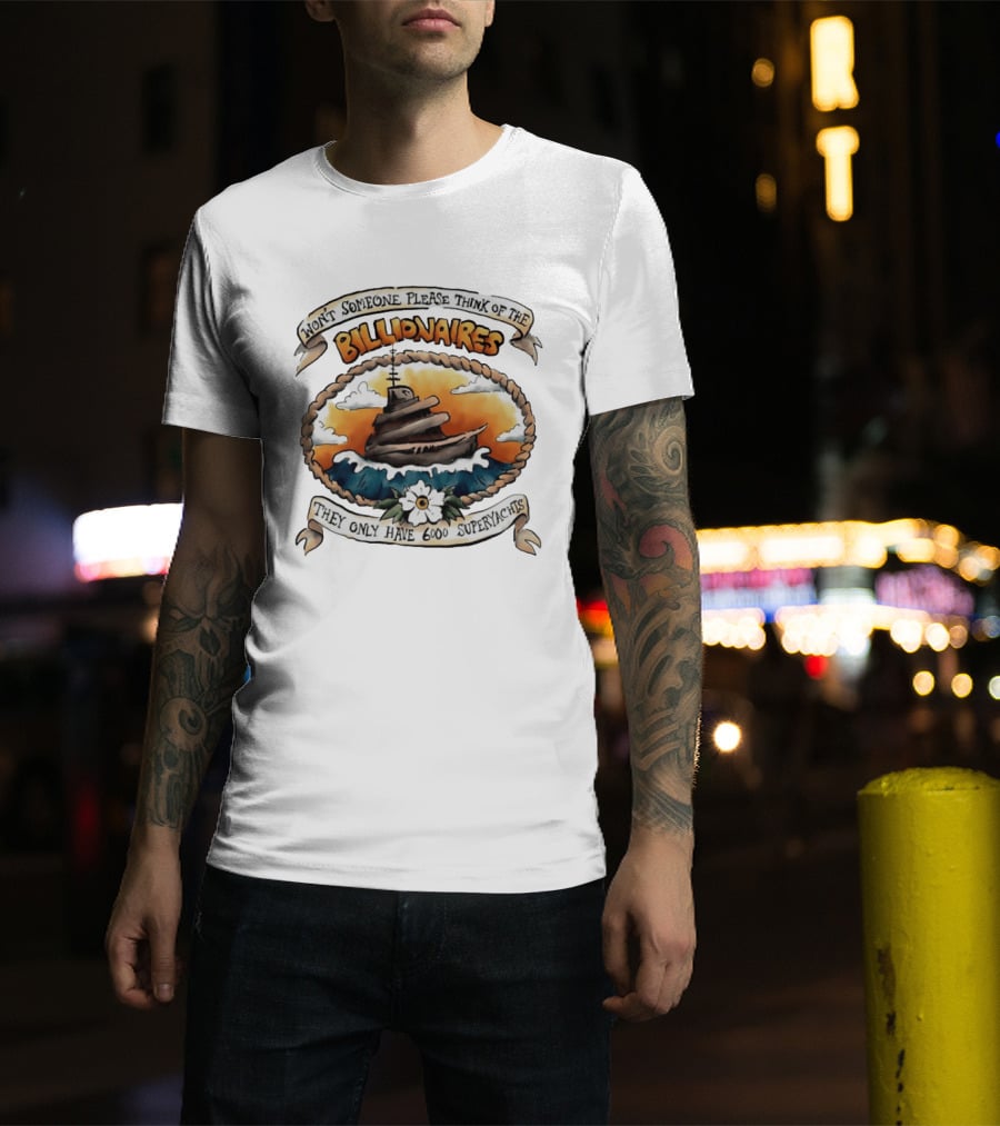 Won't Someone Please Think Of The Billionaires They Only Have 6000 Superyachts Vintage Superyacht Sunset Ocean Waves T-Shirt