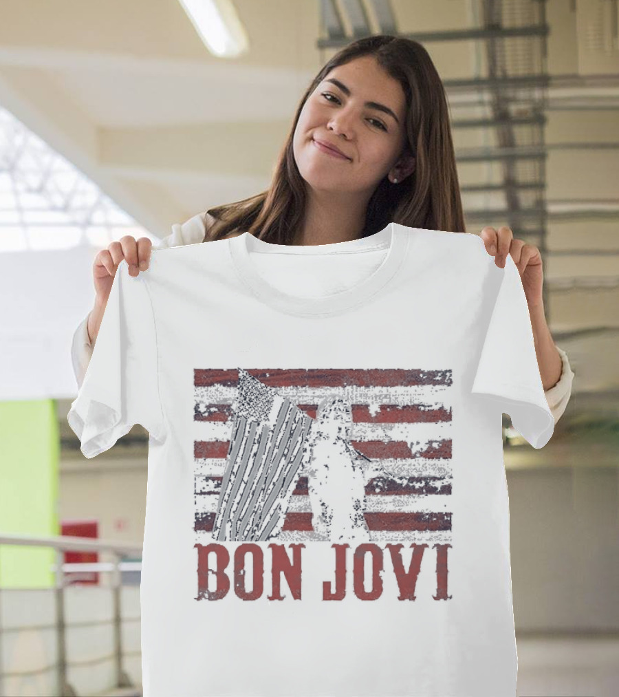 Bon Jovi Stars And Stripes American Flag T-Shirt