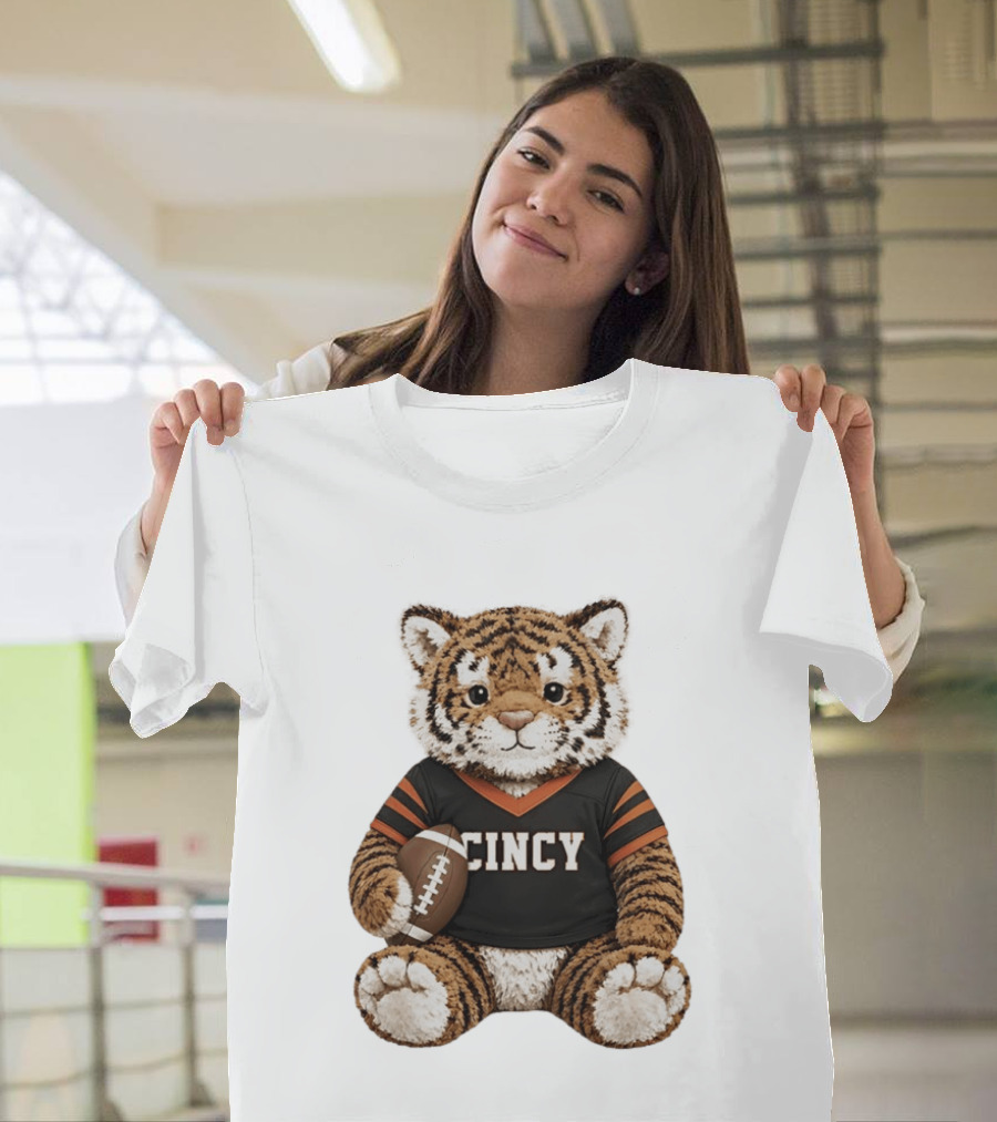 Cincy Bengals Tiger Stuffie With Football T-Shirt