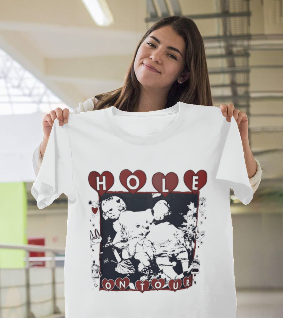 Hole Band Courtney Love On Tour Hearts T-Shirt