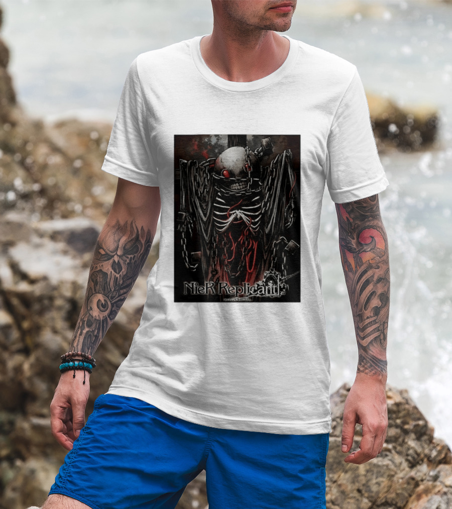 Nier Replicant Red Eye Skulls Chains Grim Aesthetic T-Shirt