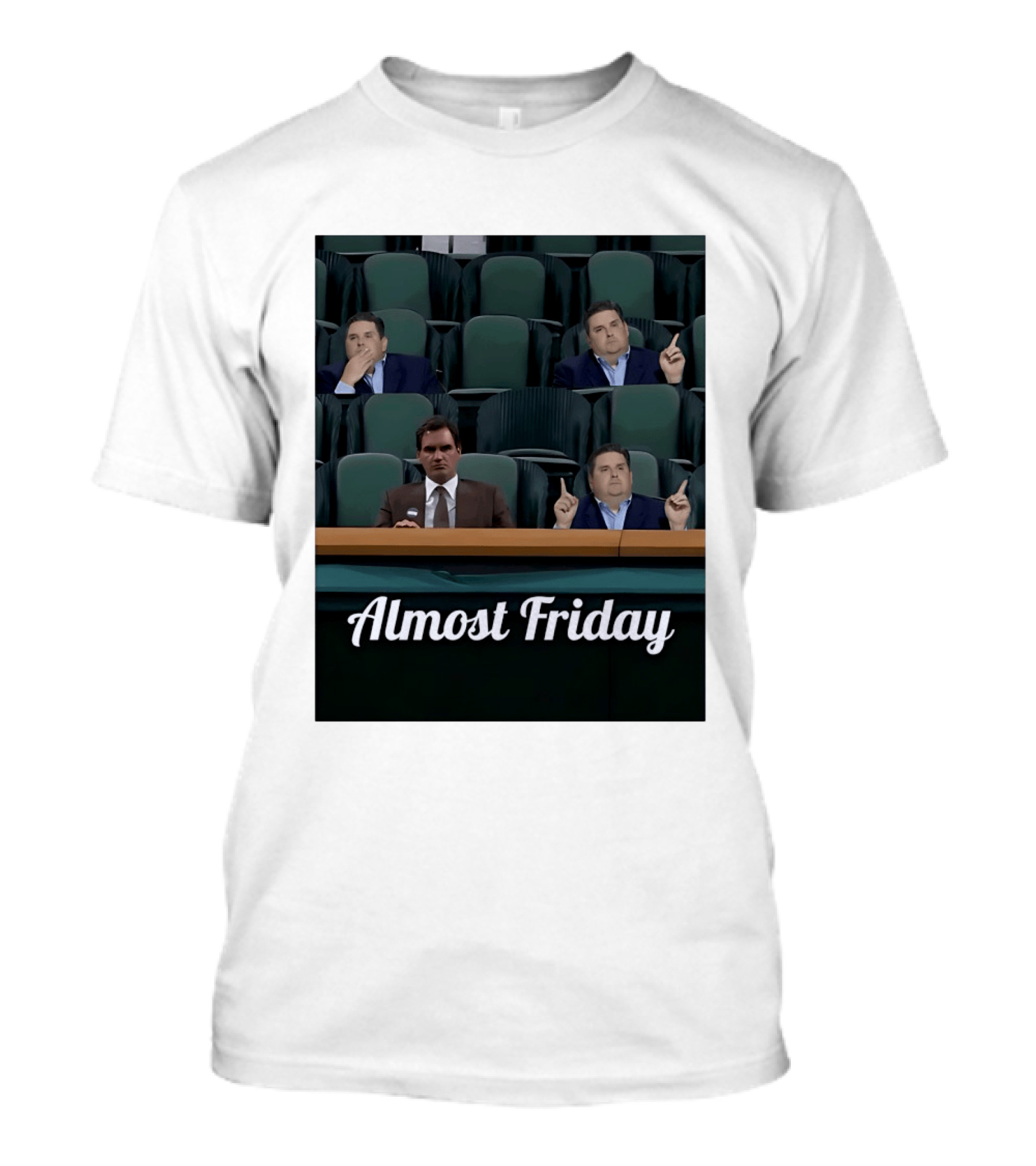Almost Friday Brian Windhorst Meme Four Men In Stadium Seats T-Shirt