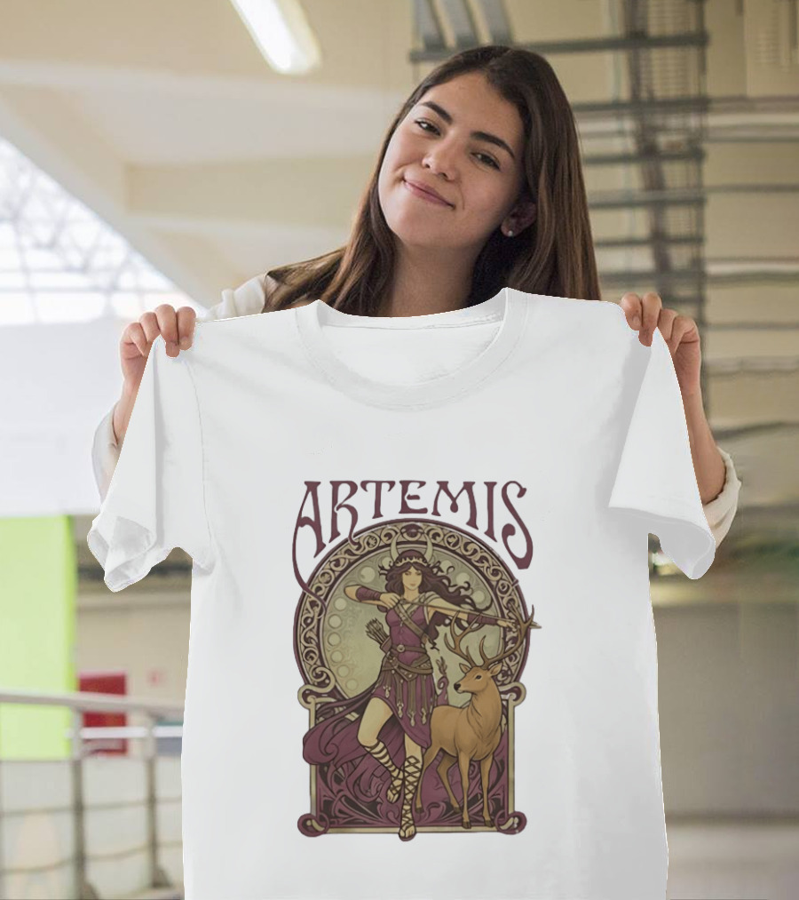 Artemis Greek Goddess Archer With Deer Mythology T-Shirt