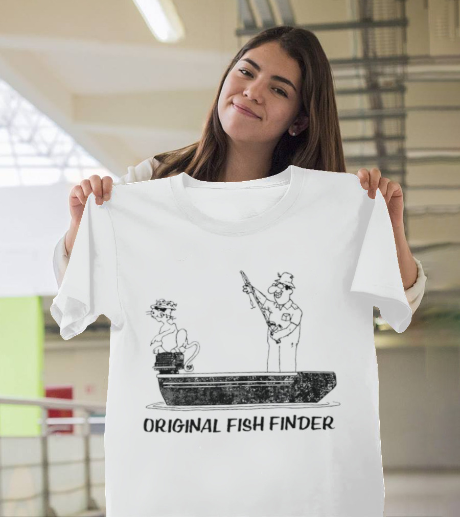 Original Fish Finder Fishing Fisherman Boat Scene T-Shirt