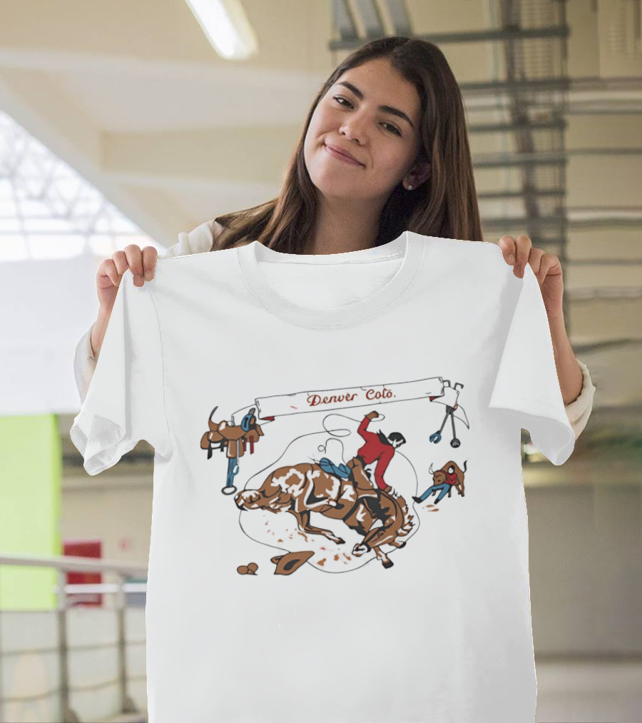Denver Colo Rodeo Cowboy Riding Bucking Bull Western T-Shirt