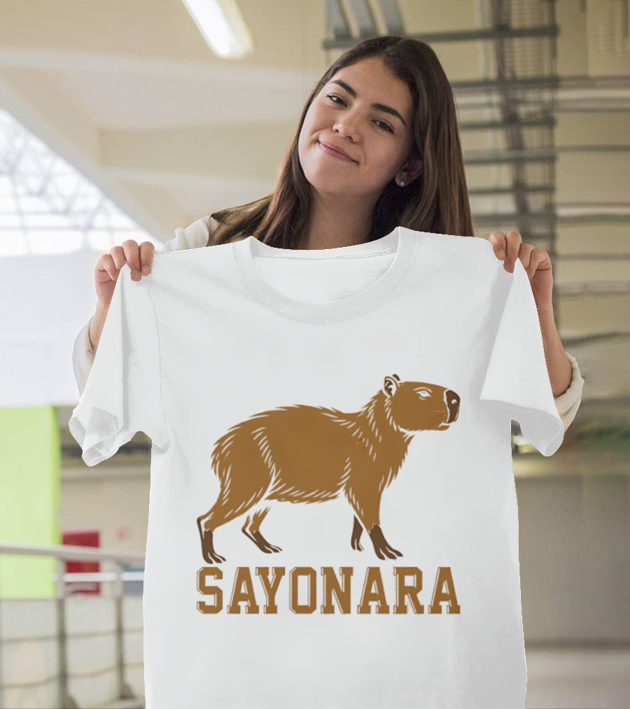 Sayonara Capybara Brown Rodent Farewell T-Shirt