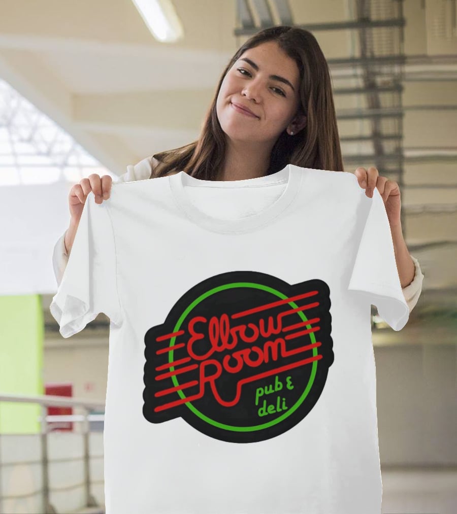 Elbow Room Pub And Deli Neon Sign Red And Green Circle T-Shirt
