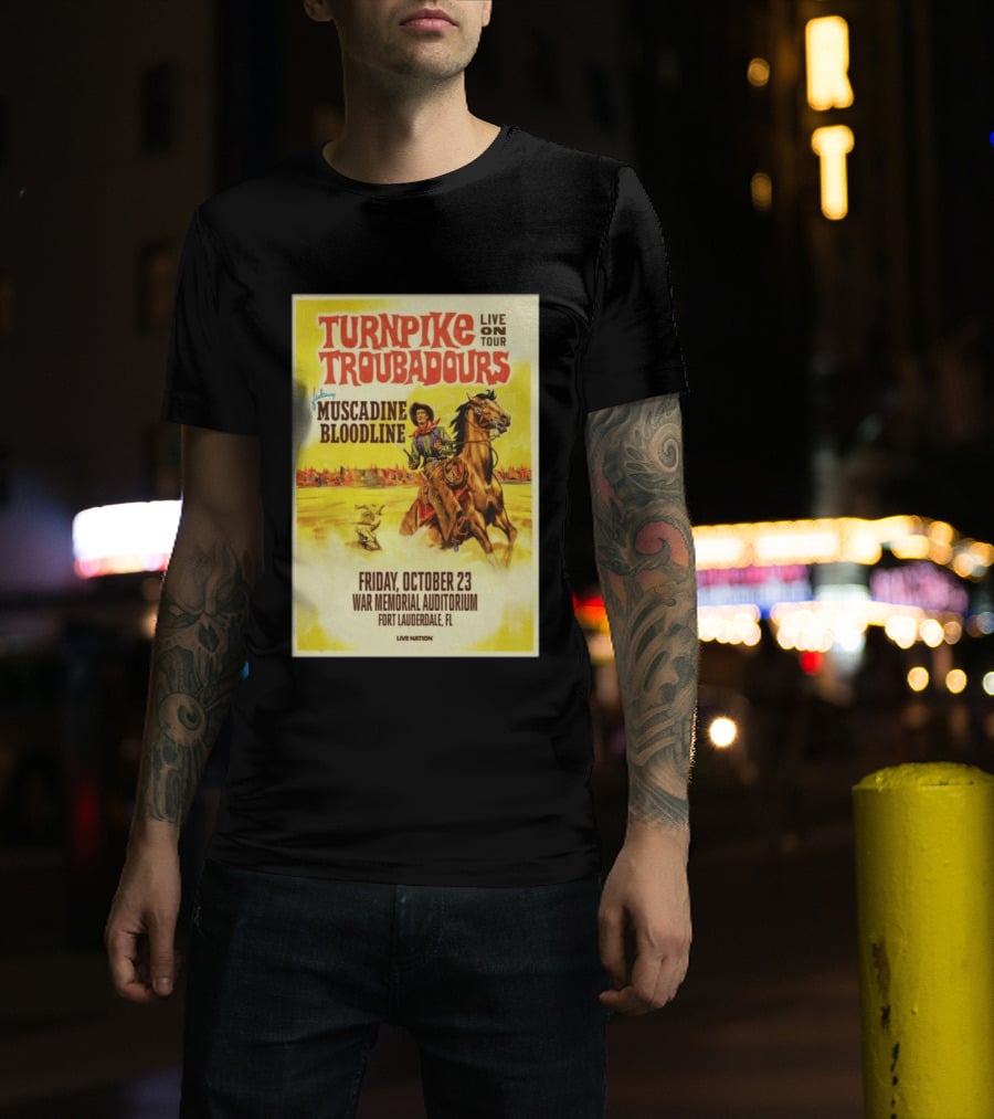 Turnpike Troubadours Live On Tour Featuring Muscadine Bloodline War Memorial Auditorium Fort Lauderdale October 23 T-Shirt