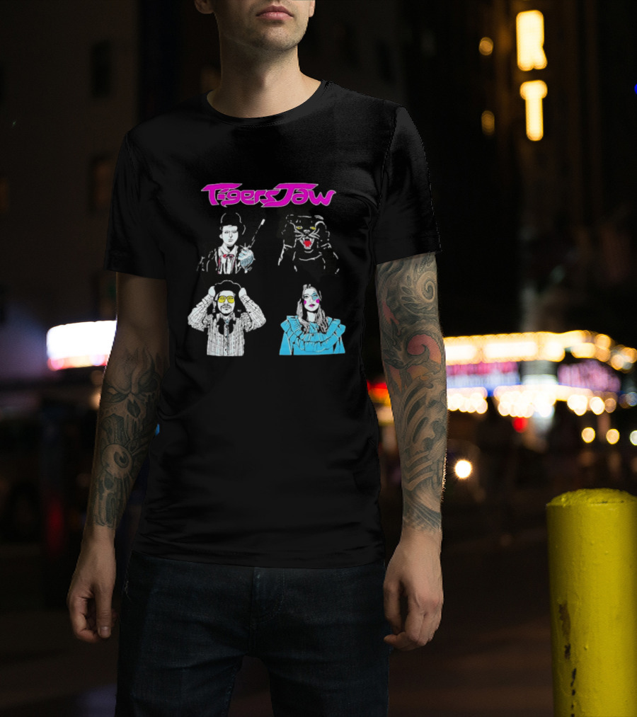 Tigers Jaw Band Members Indie Rock Retro Style Illustrated Portraits T-Shirt