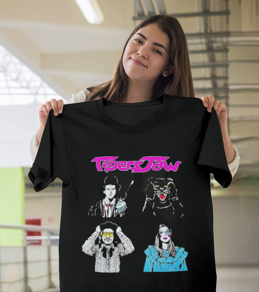 Tigers Jaw Band Members Indie Rock Retro Style Illustrated Portraits T-Shirt
