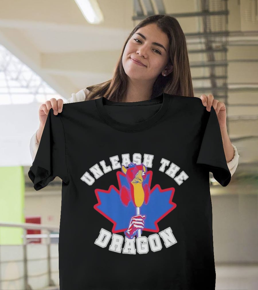 Unleash The Dragon Toronto Blue Jays Home Run Dragon Maple Leaf T-Shirt