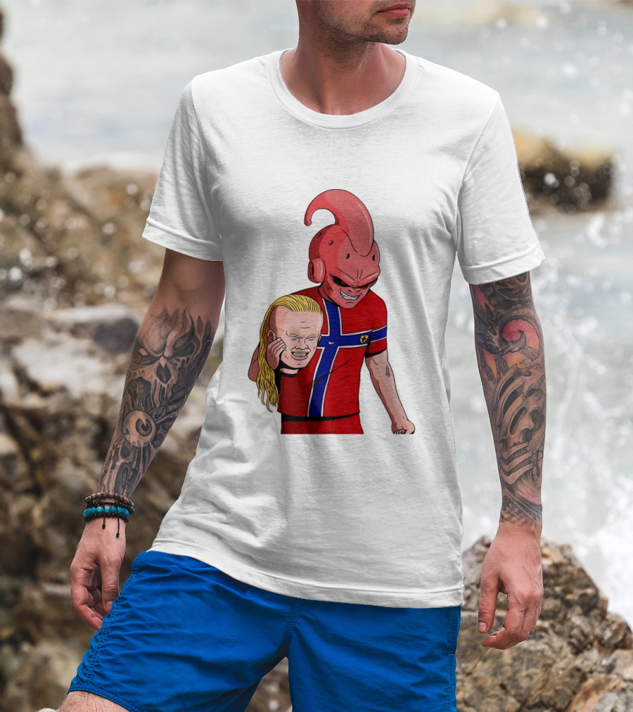 Majin Buu Holding Erling Haaland With Norway Football Jersey T-Shirt