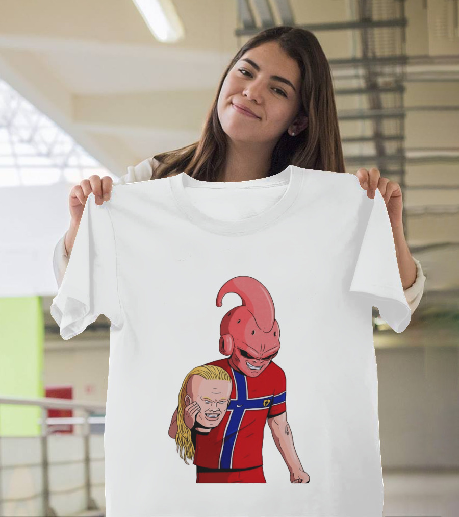Majin Buu Holding Erling Haaland With Norway Football Jersey T-Shirt