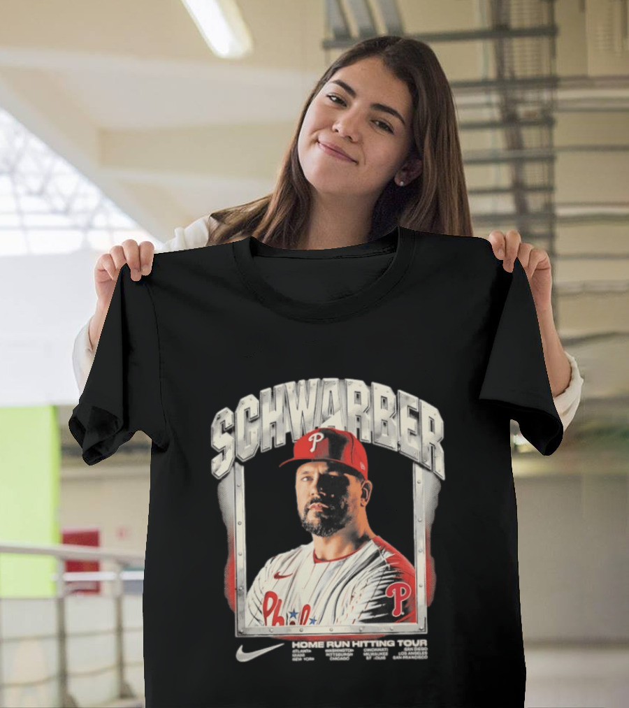 Philadelphia Phillies Kyle Schwarber Home Run Hitting Tour 2026 Nike Baseball T-Shirt