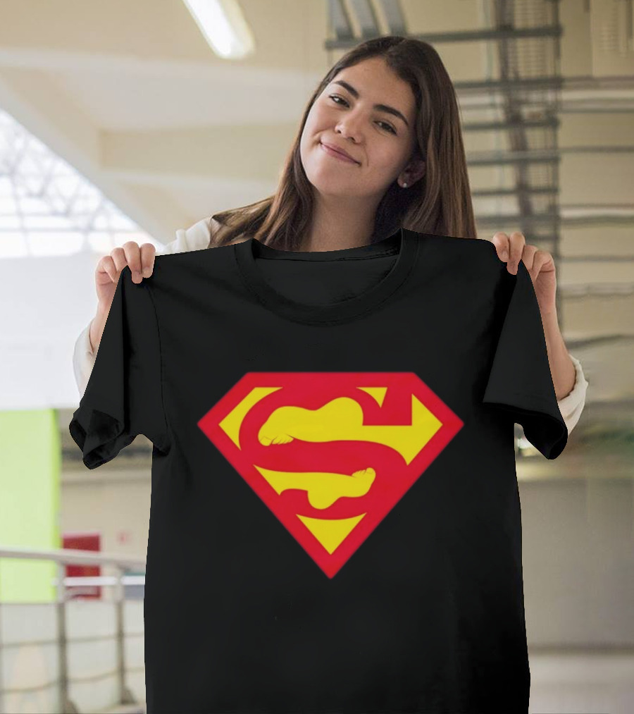 Superfeet Superman Inspired Red Yellow Emblem With Feet T-Shirt