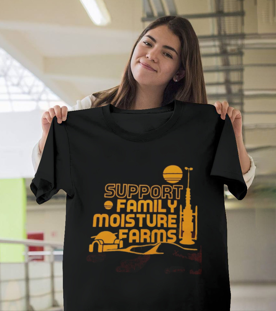 Support Family Moisture Farms Tatooine Landspeeder Sunset Scene T-Shirt