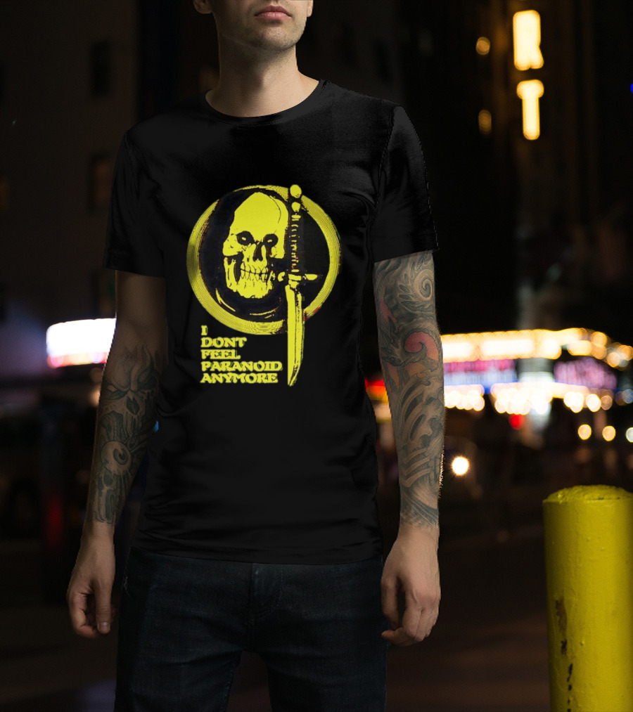 I Don't Feel Paranoid Anymore Skull Dagger Retro Horror Vibe T-Shirt