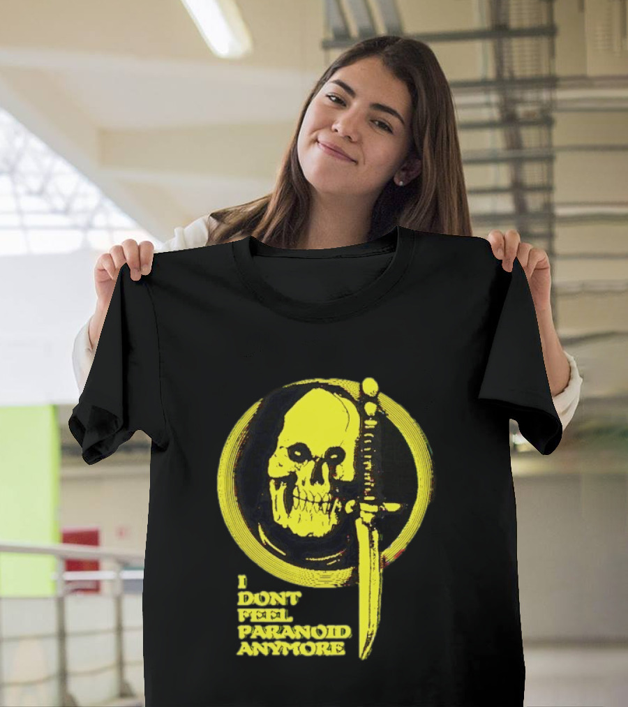 I Don't Feel Paranoid Anymore Skull Dagger Retro Horror Vibe T-Shirt